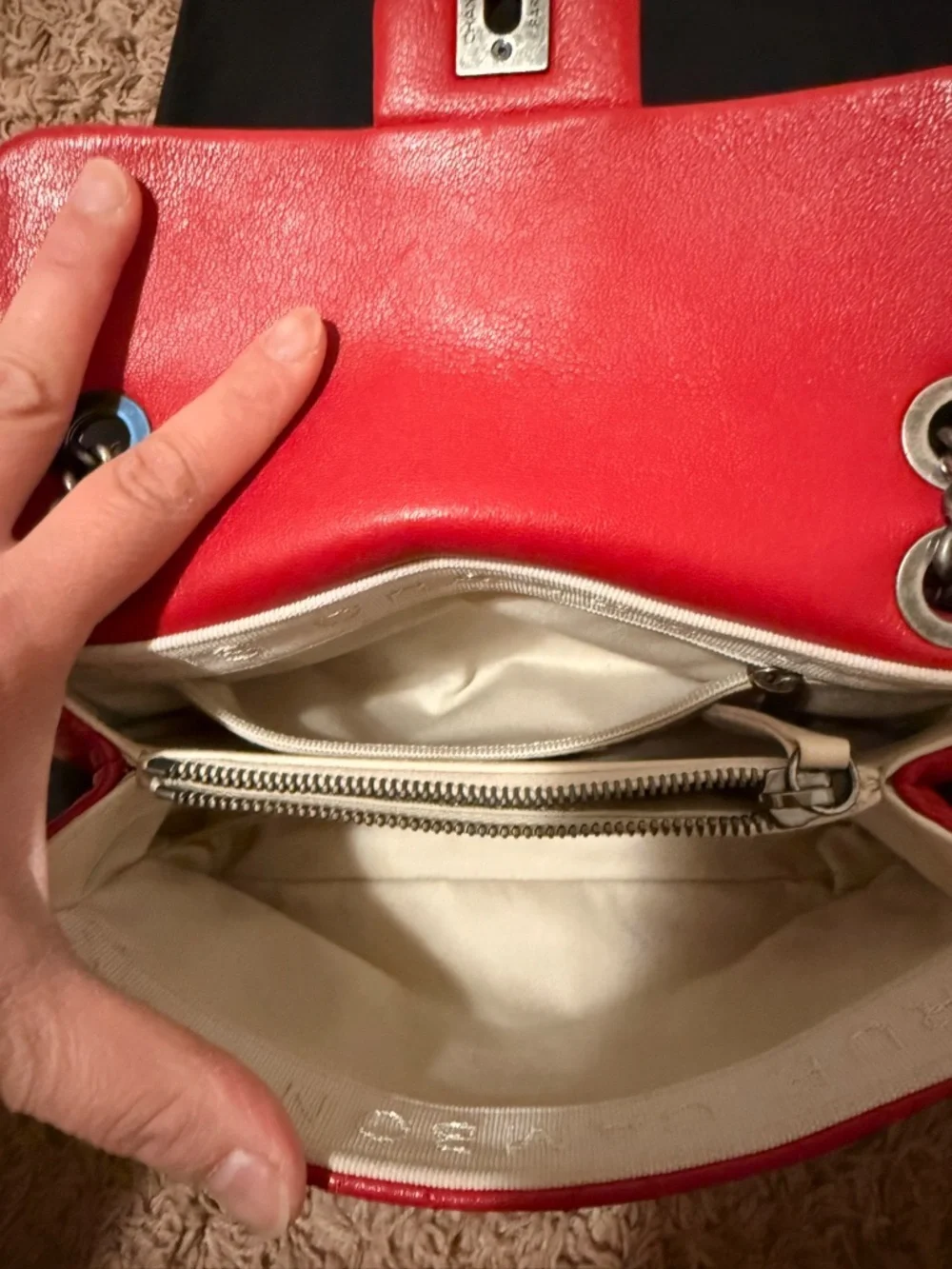 CHANEL CC MINI Lambskin Quilted Red Leather Shoulder Bag with Gunmetal Chain